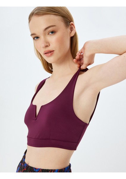 V Yaka Kaplı Slim Fit Kolsuz Sporcu Sütyeni fiyatları