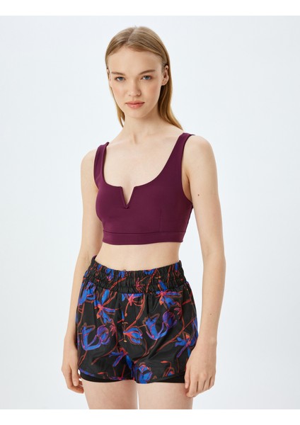 V Yaka Kaplı Slim Fit Kolsuz Sporcu Sütyeni modelleri