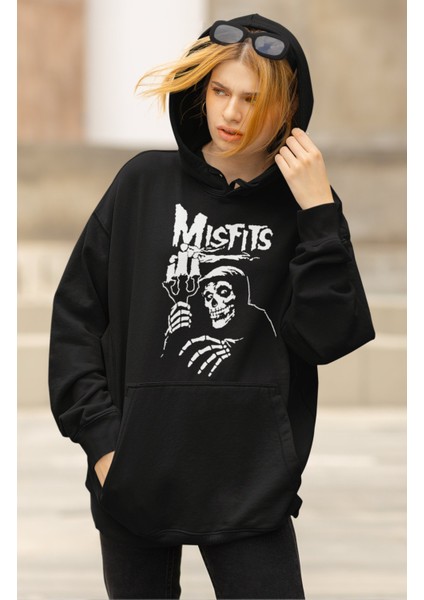 Unisex Rock Band Misfits Baskılı Kapüşonlu Sweatshirt, Oversize Rock Metal Müzik Baskılı Hoodie modelleri