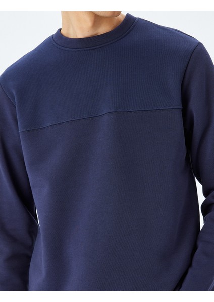 Dikiş Detaylı Şardonlu Pamuklu Bisiklet Yaka Sweatshirt indirimleri