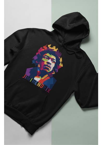 Unisex Ai Jimi Hendrix Kapüşonlu Sweatshirt, Oversize Rocker Baskılı Hoodie