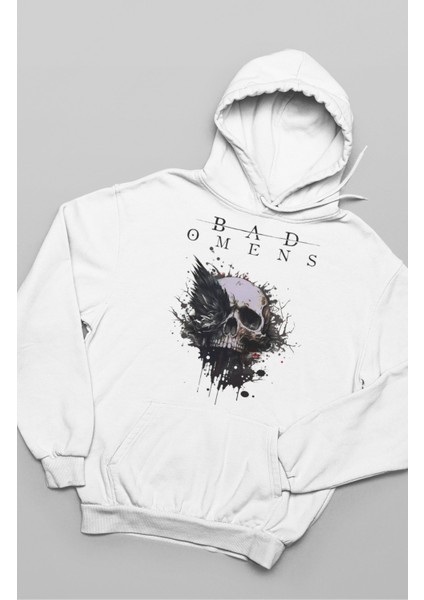 Unisex Bad Omens Baskılı Kapüşonlu Sweatshirt, Oversize Rock Band Baskılı Hoodie