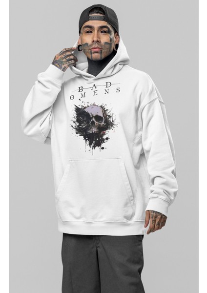 Unisex Bad Omens Baskılı Kapüşonlu Sweatshirt, Oversize Rock Band Baskılı Hoodie fiyatları