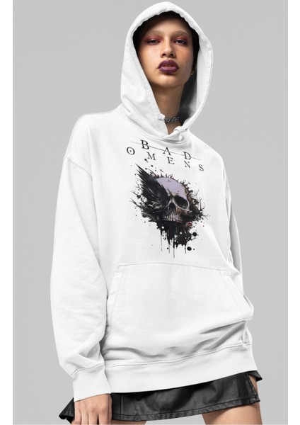 Unisex Bad Omens Baskılı Kapüşonlu Sweatshirt, Oversize Rock Band Baskılı Hoodie modelleri