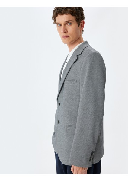 Cep Detaylı Pamuk Karışımlı Mono Yaka Slim Fit Blazer Ceket fiyatları