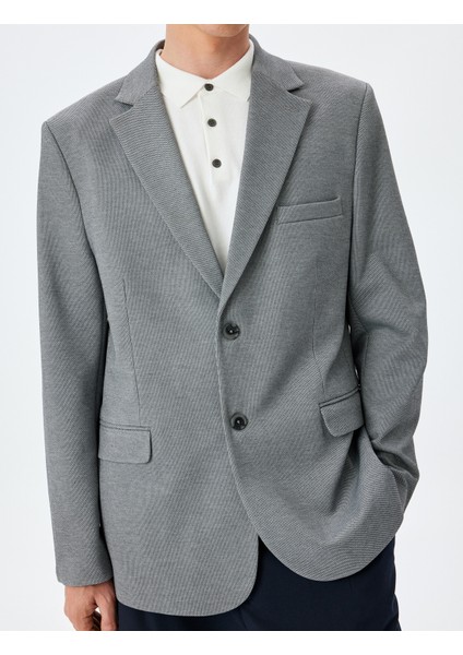 Cep Detaylı Pamuk Karışımlı Mono Yaka Slim Fit Blazer Ceket indirimleri