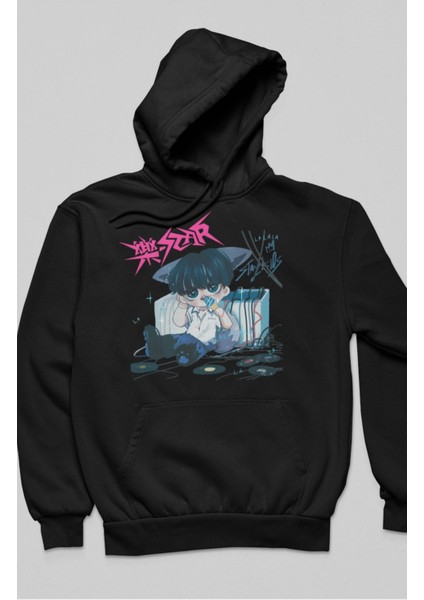 Unisex Rockstar Albüm Baskılı Kapüşonlu Sweatshirt, Oversize Stray Kids Baskılı Hoodie