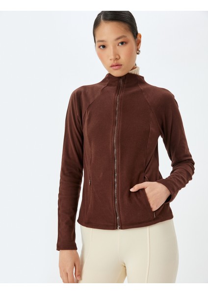 Slim Fit Uzun Kollu Fermuarlı Dik Yaka Polar Hırka fiyatları