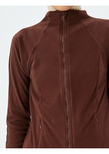 Slim Fit Uzun Kollu Fermuarlı Dik Yaka Polar Hırka indirimleri