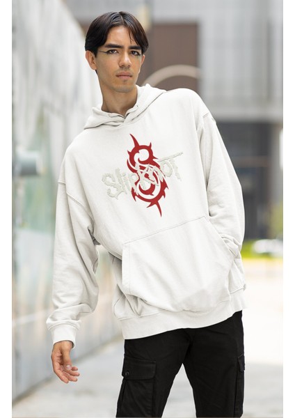 Unisex Slipknot Yazılı Logo Baskılı Kapüşonlu Sweatshirt, Oversize Rock Band Baskılı Hoodie fiyatları