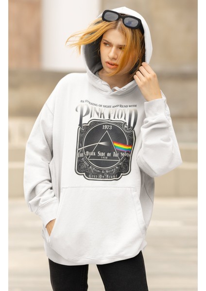 Unisex Pink Floyd 1973 Baskılı Kapüşonlu Sweatshirt, Oversize Rock Band Baskılı Hoodie