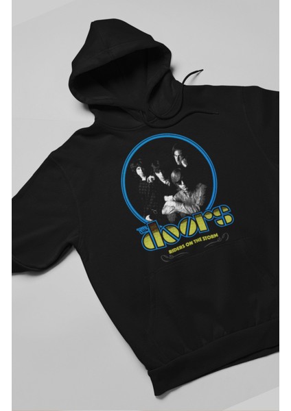 Unisex Rock Band The Doors Baskılı Kapüşonlu Sweatshirt, Oversize Rock Metal Baskılı Hoodie