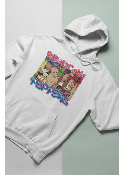 Unisex Red Hot Chili Peppers Baskılı Kapüşonlu Sweatshirt, Oversize Rock Metal Baskılı Hoodie