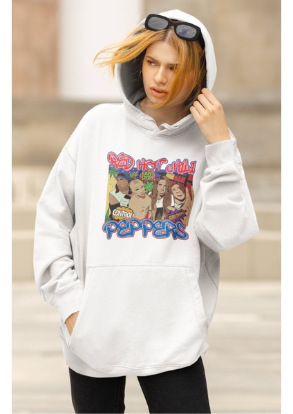 Unisex Red Hot Chili Peppers Baskılı Kapüşonlu Sweatshirt, Oversize Rock Metal Baskılı Hoodie modelleri