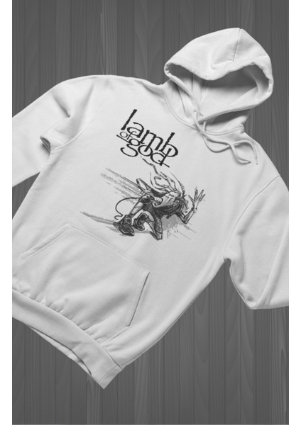 Unisex Lamb Of God Baskılı Kapüşonlu Sweatshirt, Oversize Rock Band Baskılı Hoodie
