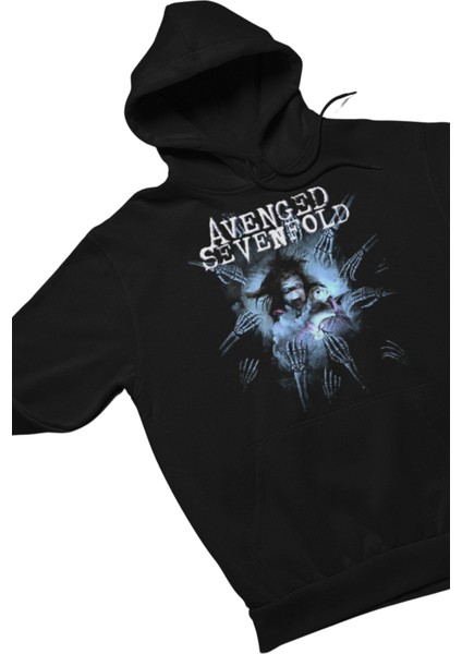 Unisex Avenged Sevenfold Yazılı Kapüşonlu Sweatshirt, Oversize Rock Band Baskılı Hoodie