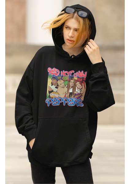 Unisex Red Hot Chili Peppers Baskılı Kapüşonlu Sweatshirt, Oversize Rock Metal Baskılı Hoodie modelleri