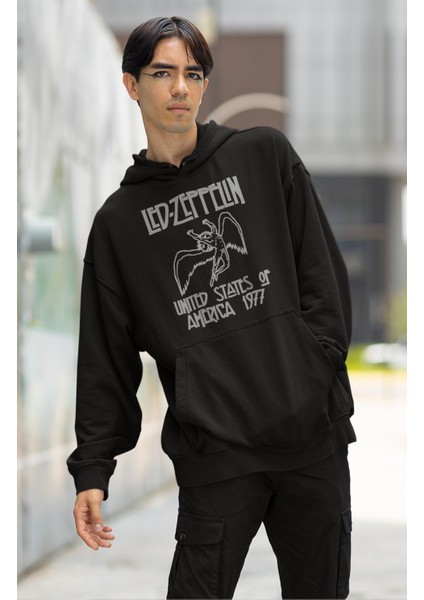 Unisex Rock Band LED Zeppelin Baskılı Kapüşonlu Sweatshirt, Oversize Rock Metal Baskılı Hoodie fiyatları