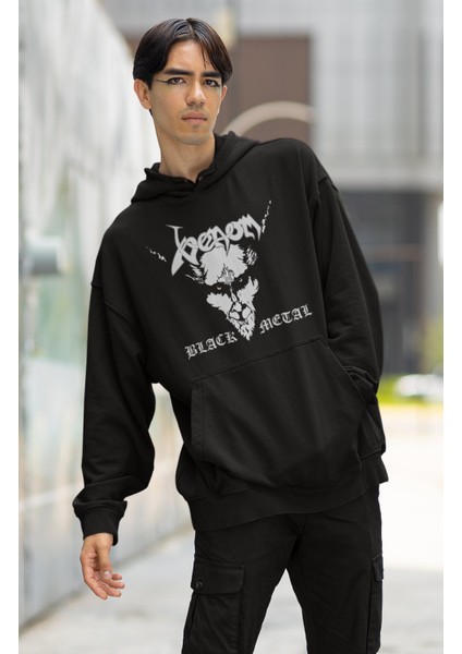 Unisex Rock Band Venom Baskılı Kapüşonlu Sweatshirt, Oversize Black Metal Müzik Baskılı Hoodie fiyatları