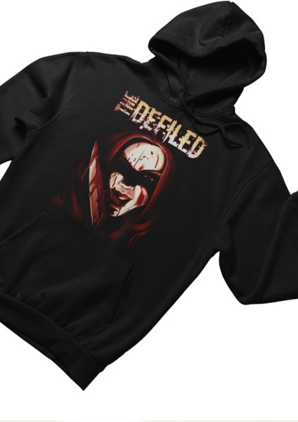 Unisex The Defiled Baskılı Kapüşonlu Sweatshirt, Oversize Rock Band Baskılı Hoodie