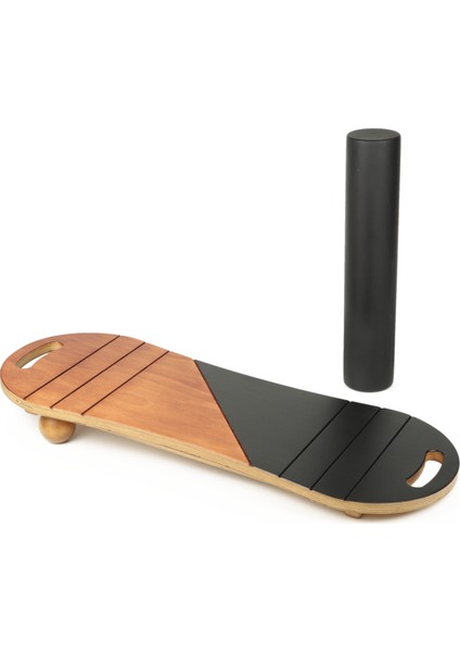 Denge Tahtası Balance Board Çift Fonksiyonlu Gym Board Rocket Board 73 x 28 cm Kahverengi