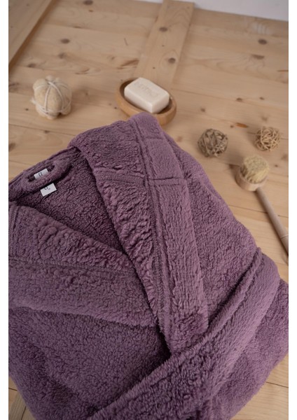 Wellsoft Peluş Yetişkin Kapüşonlu Cepli Bornoz
