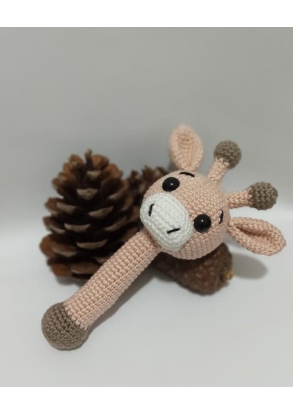 Yenidoğan Sevimli Zürafa Çıngırak Amigurumi Organik Oyuncak Karışık