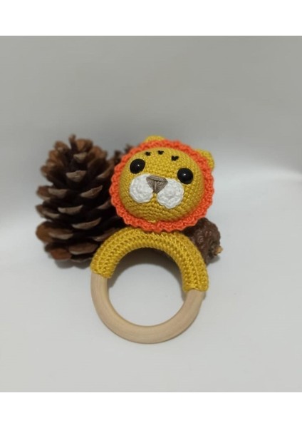 Yenidoğan Aslan Çıngırak Amigurumi Örgü Diş Kaşıyıcı Ham Ahşap Organik Oyuncak Karışık Renkli fiyatları