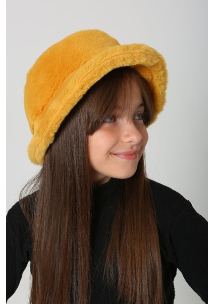 Çocuk Peluş Bucket Şapka Rkş-Ç-01 Hardal