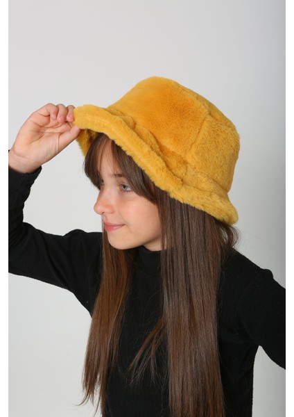 Çocuk Peluş Bucket Şapka Rkş-Ç-01 Hardal fırsatları