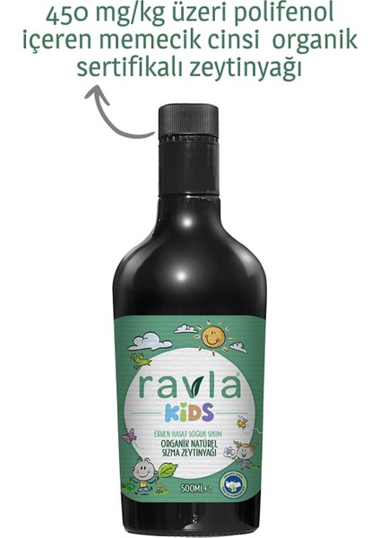 Kids Yüksek Polifenollü Organik Naturel Sızma Zeytinyağı (Antioksidan Analizli)-500ml