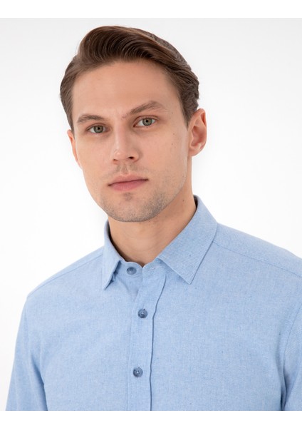 Erkek Açık Mavi Slim Fit Uzun Kollu Gömlek 50298878-VR003 fiyatları