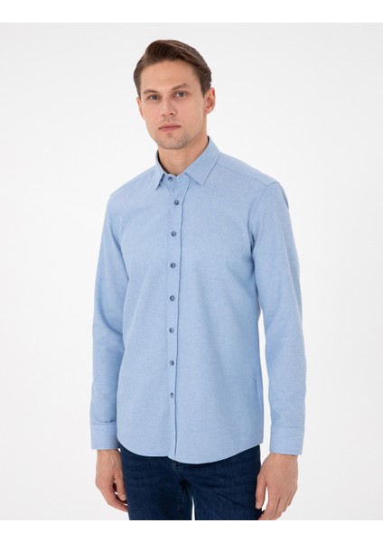 Erkek Açık Mavi Slim Fit Uzun Kollu Gömlek 50298878-VR003 modelleri