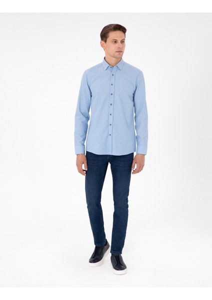 Erkek Açık Mavi Slim Fit Uzun Kollu Gömlek 50298878-VR003 fırsatları