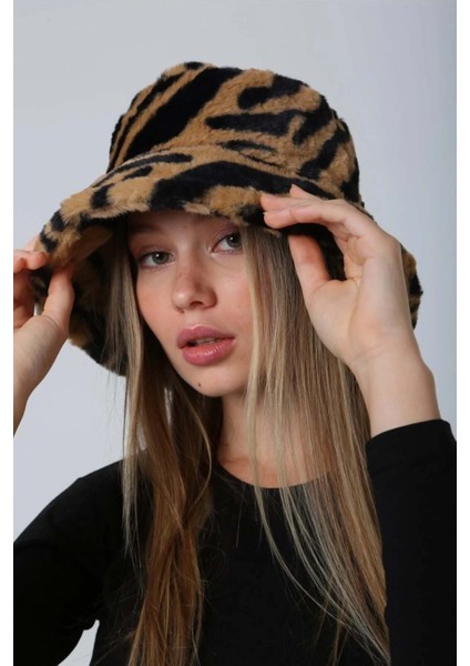 Kadın Peluş Bucket Şapka Rkş-01 Kahve Zebra fiyatları