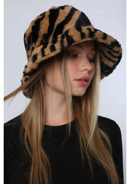 Kadın Peluş Bucket Şapka Rkş-01 Kahve Zebra indirimleri