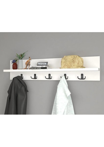 Portmanto Duvar Askılığı Elbise Askılığı 70 cm Askı Beyaz