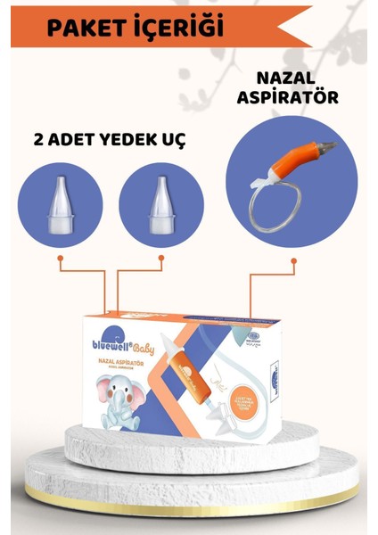 Nazal Burun Aspiratörü +2 Adet Aspiratör Yedek Uç Bebek Burun Temizleyici Otribebe Bruno Baby Uyumlu