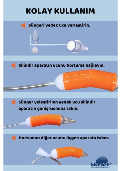 Nazal Burun Aspiratörü +2 Adet Aspiratör Yedek Uç Bebek Burun Temizleyici Otribebe Bruno Baby Uyumlu