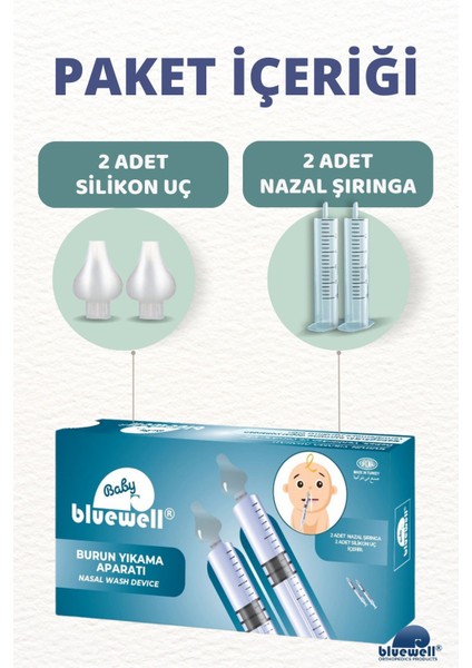 2'li Şırıngalı Bebek Burun Yıkama Enjektörü Nazal Aspiratör Temizleme Aparatı Silikon Uç ve Şırınga