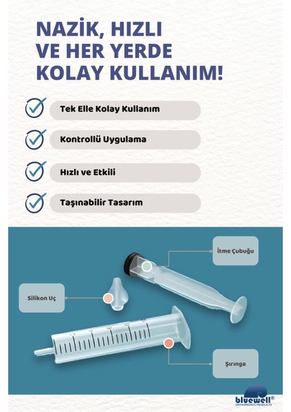 2'li Şırıngalı Bebek Burun Yıkama Enjektörü Nazal Aspiratör Temizleme Aparatı Silikon Uç ve Şırınga