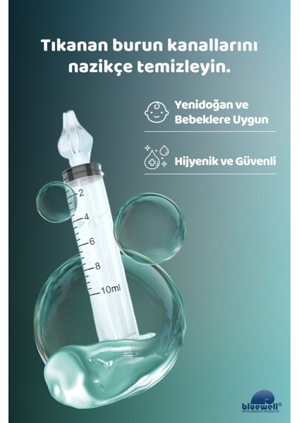 2'li Şırıngalı Bebek Burun Yıkama Enjektörü Nazal Aspiratör Temizleme Aparatı Silikon Uç ve Şırınga