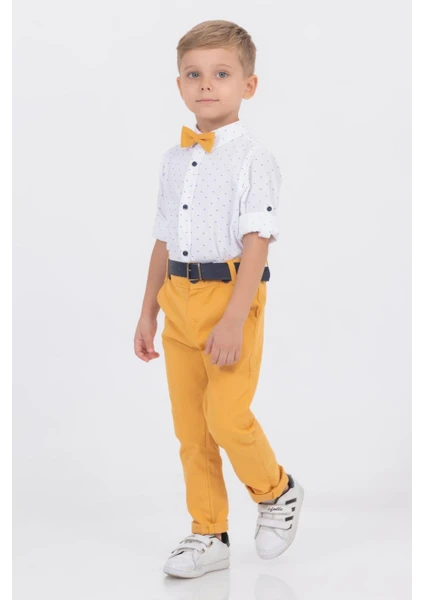 Gold Class Kidswear Yaprak Desenli Erkek Çocuk Gömlekli Takım