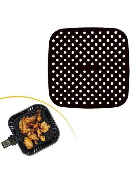 ® Renkli Isıya Dayanıklı Yıkanılabilir Silikon Fırın ve Airfryer Kare Pişirme Matı 21,5 cm