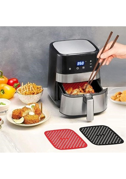 ® Renkli Isıya Dayanıklı Yıkanılabilir Silikon Fırın ve Airfryer Kare Pişirme Matı 21,5 cm