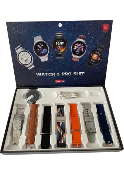 Yeni Nesil Watch 4 Pro Suit 7 Kordon Hediyeli Spor Sağlık Sensörlü Ios Android Uyumlu Akıllı Saat