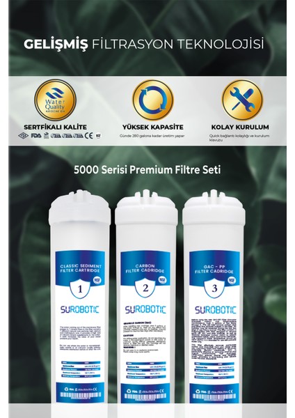 Inline Filtre Premium 5000 Serisi Yedek 4'lü Tatlandırıcılı Su Arıtma Cihazı Filtre Seti fiyatları