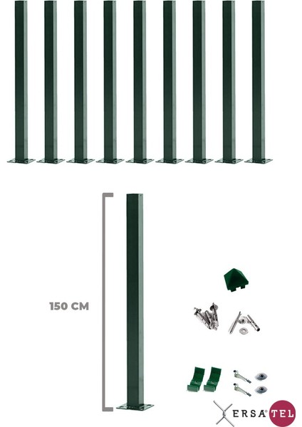 Panel Çit Direği 150 cm Aksesuarlı (10 Adet)