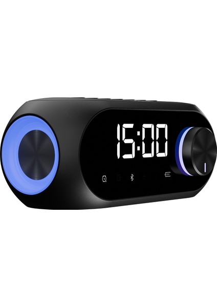 As-W6 1200MAH 5W Siyah Bluetooth-Aux-Derece-Usb Double Alarmlı Saat Speaker