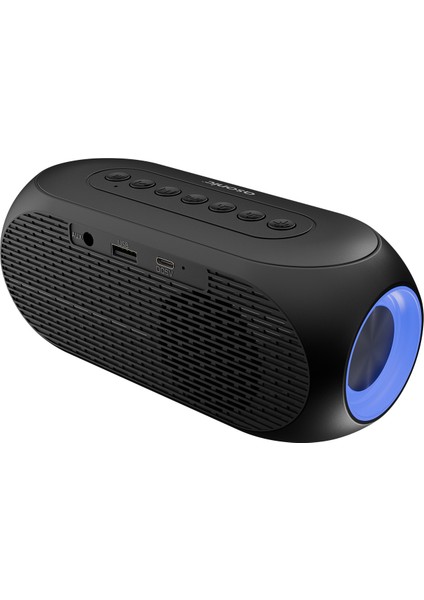 As-W6 1200MAH 5W Siyah Bluetooth-Aux-Derece-Usb Double Alarmlı Saat Speaker